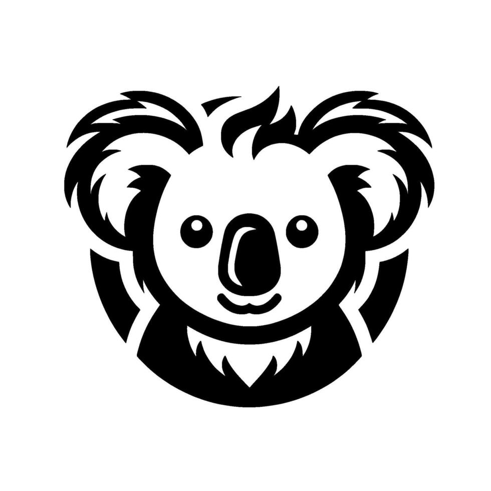 Monochromatic, stylized koala bear a cheerful, simple featuring a smiling koala head, ideal for branding. vector