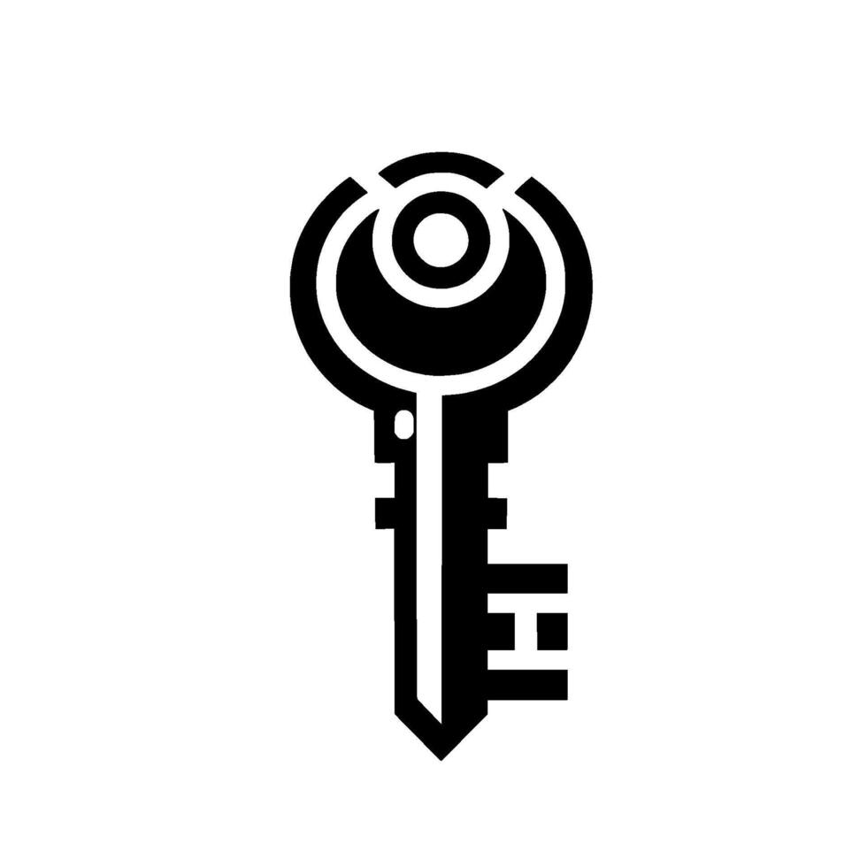 Minimalist Black and White Key on Isolated White Background. Elegant Simple . vector