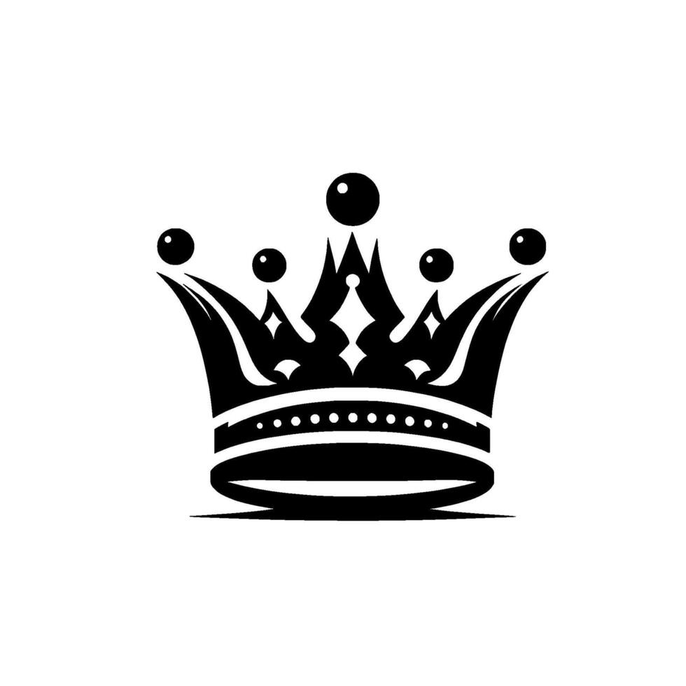 Elegant Black Crown Silhouette A Majestic of Royalty, Dominating a Clean, White Backdrop, Evoking Power and Prestige. vector