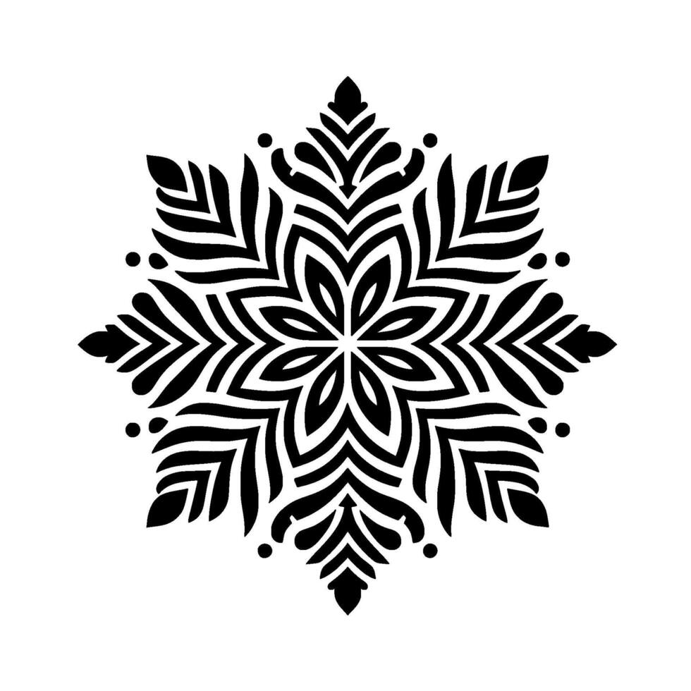 Symmetrical Black and White Floral Pattern, a Detailed and Stylized Geometric Ornament with a Modern and Decorative Appeal vector
