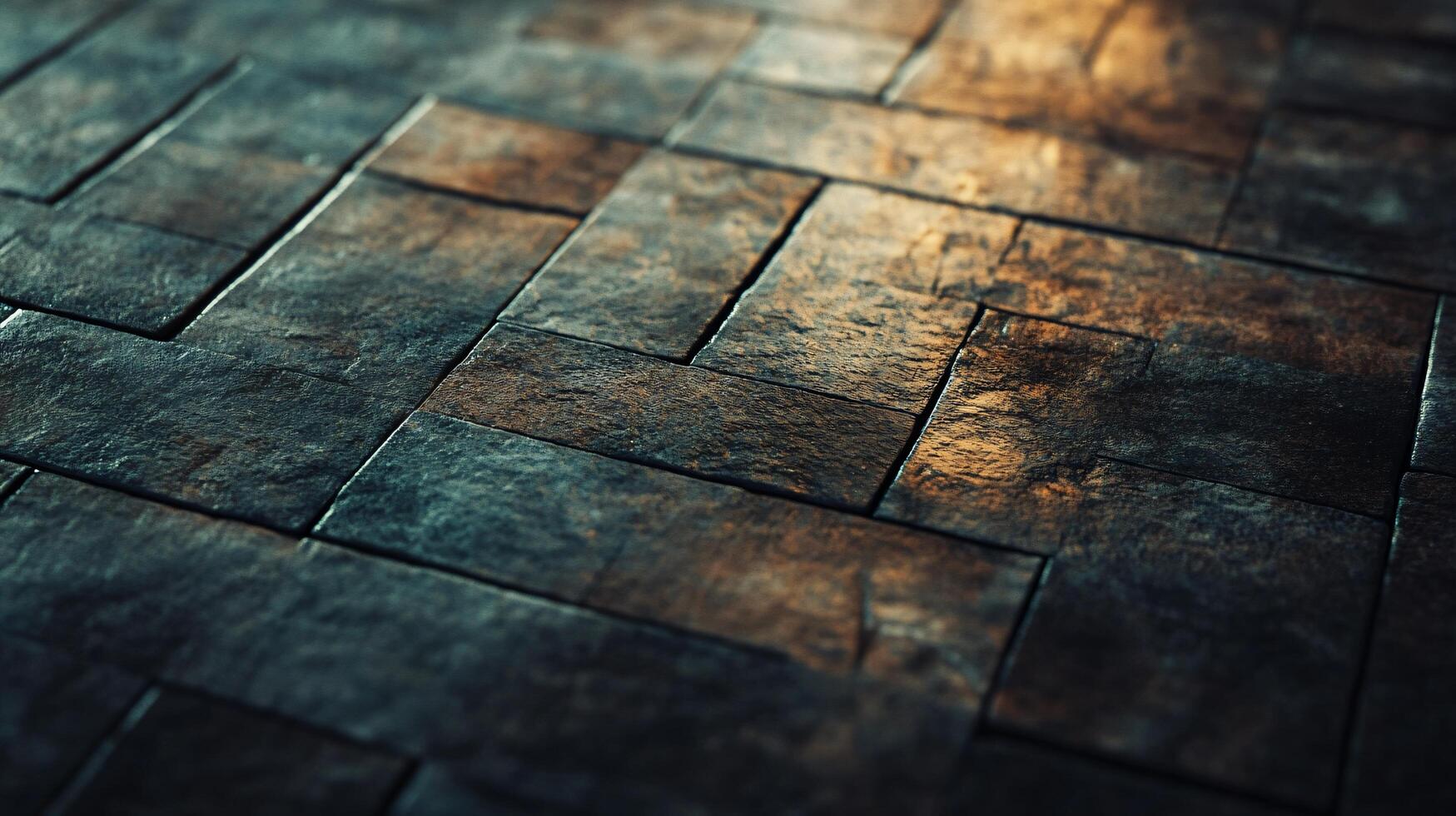 A close up of a brick floor with a dark blue color photo