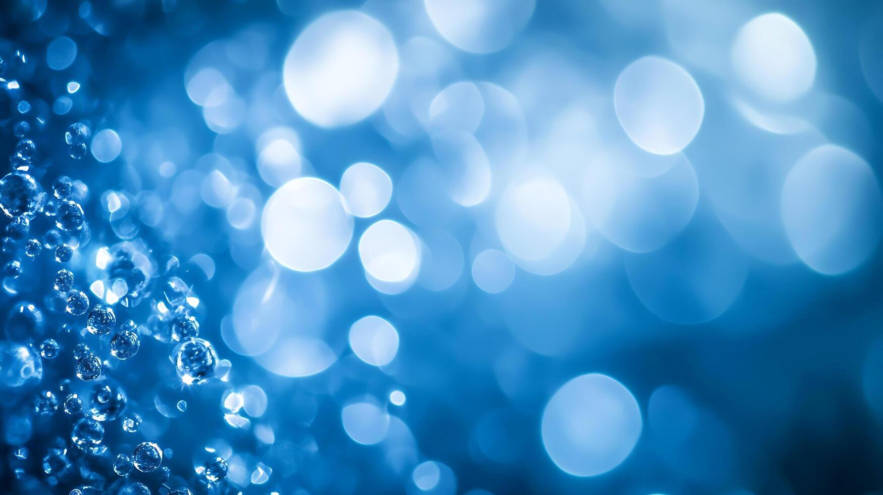 Shimmering Blue Water Droplets Over a Soft Surface photo