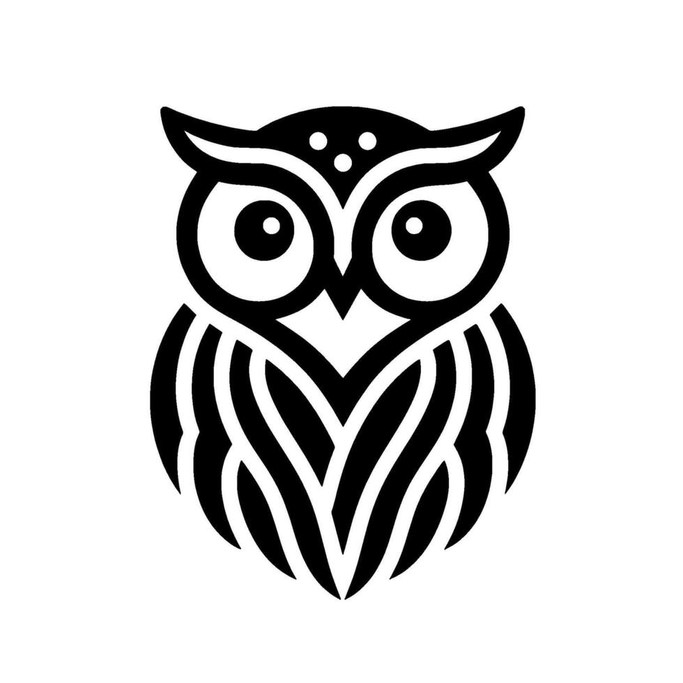 A symmetrical, black and white owl illustration with distinctive markings, perfect for and branding. vector