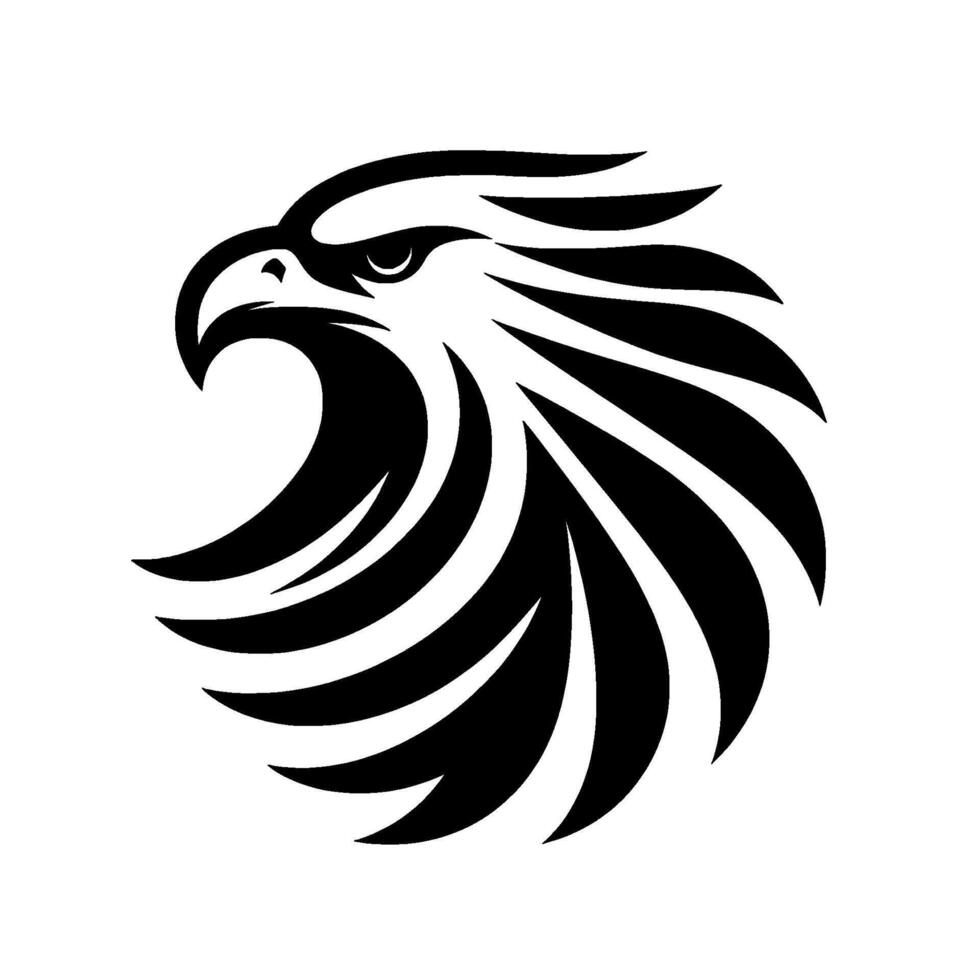Striking Black and White Eagle Head Illustration, Showcasing Bold Lines and Powerful Silhouette on a White Background. vector