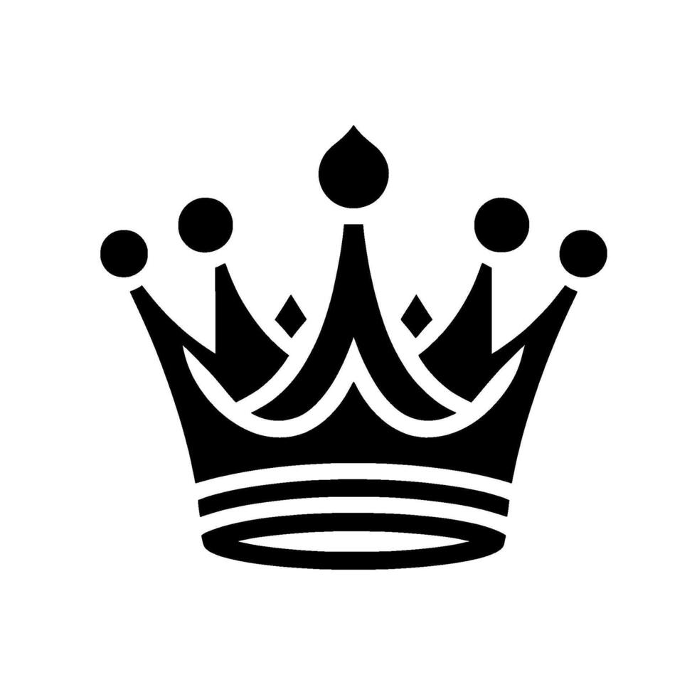Bold Black White of Royal Crown, Simple Modern for Royalty and Authority on a White Backdrop. vector