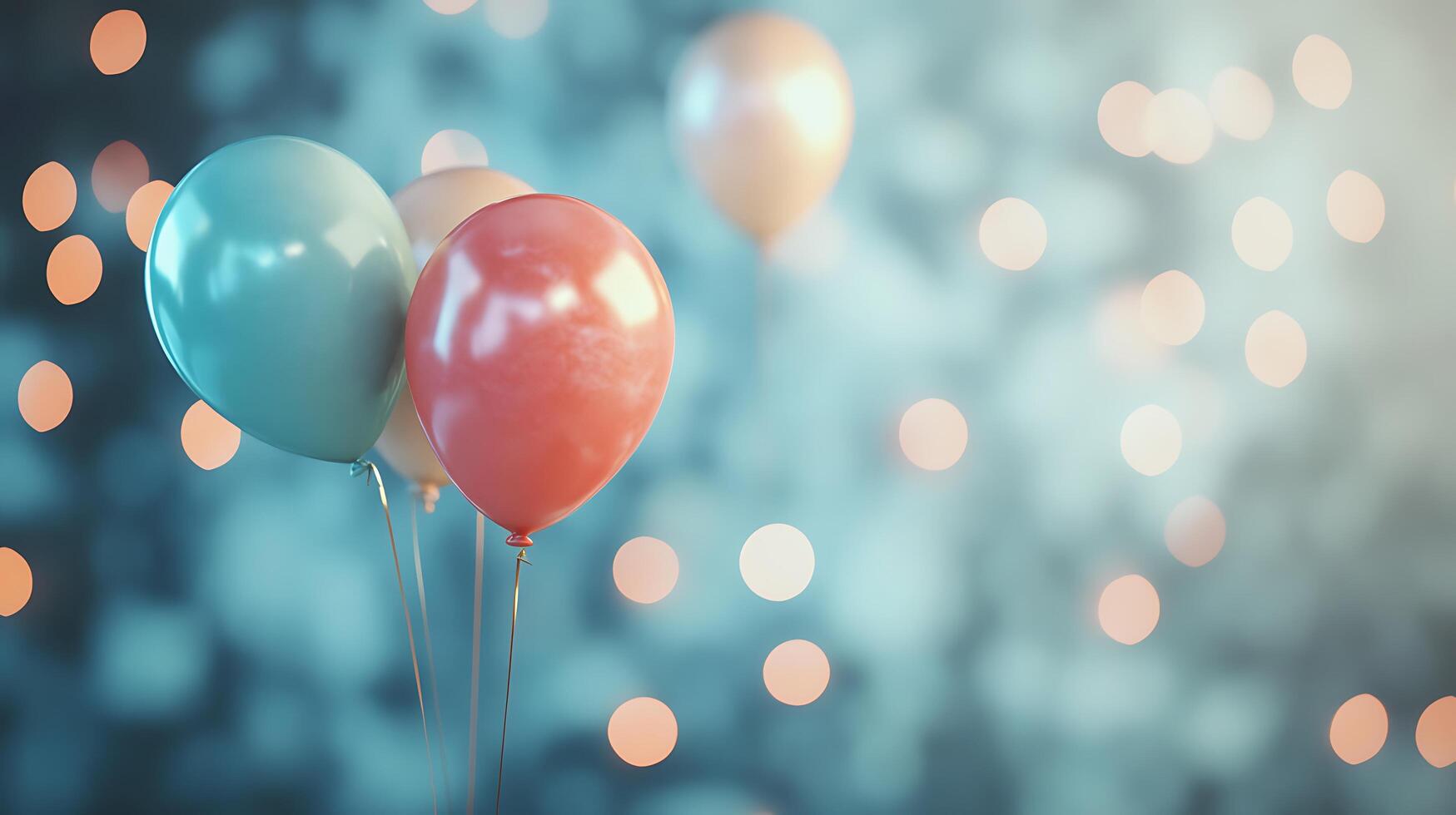 Festive balloons floating in a celebratory atmosphere bathed in soft bokeh lights create a dreamy and whimsical feel for any special event photo
