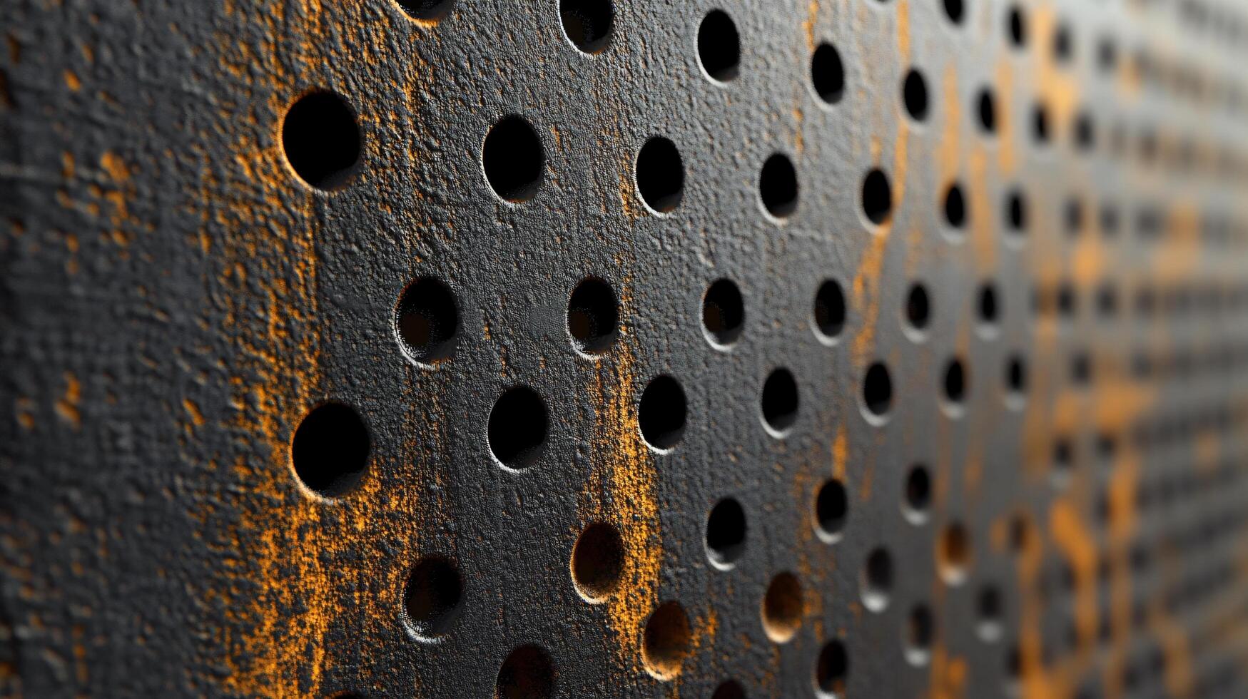 The image is of a metal surface with many holes in it photo