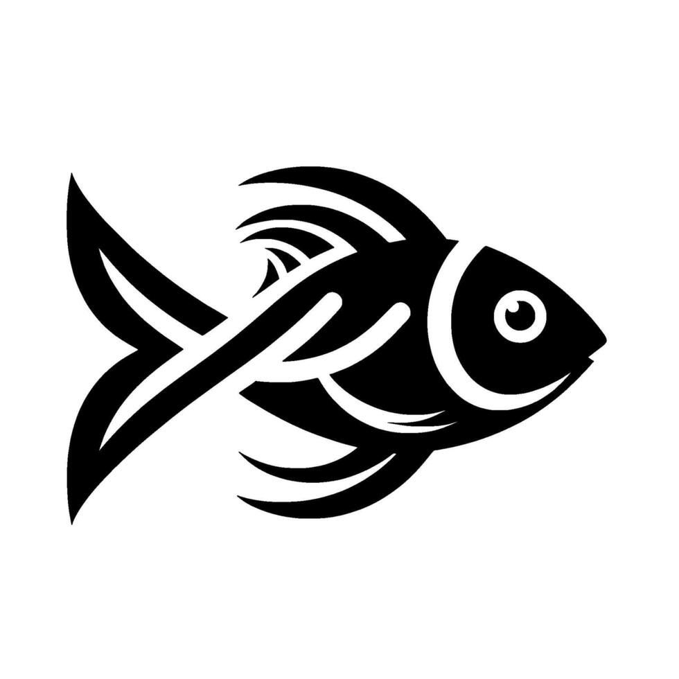 A Stylized, Black and White Fish Illustration, Featuring Geometric Lines, and Minimalist on a Clean Background. vector