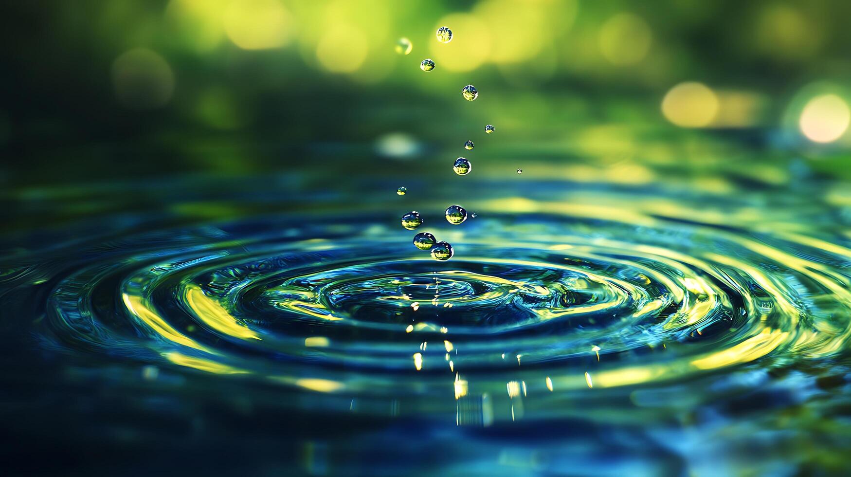 Droplets on water surface, peaceful tranquility vibes photo