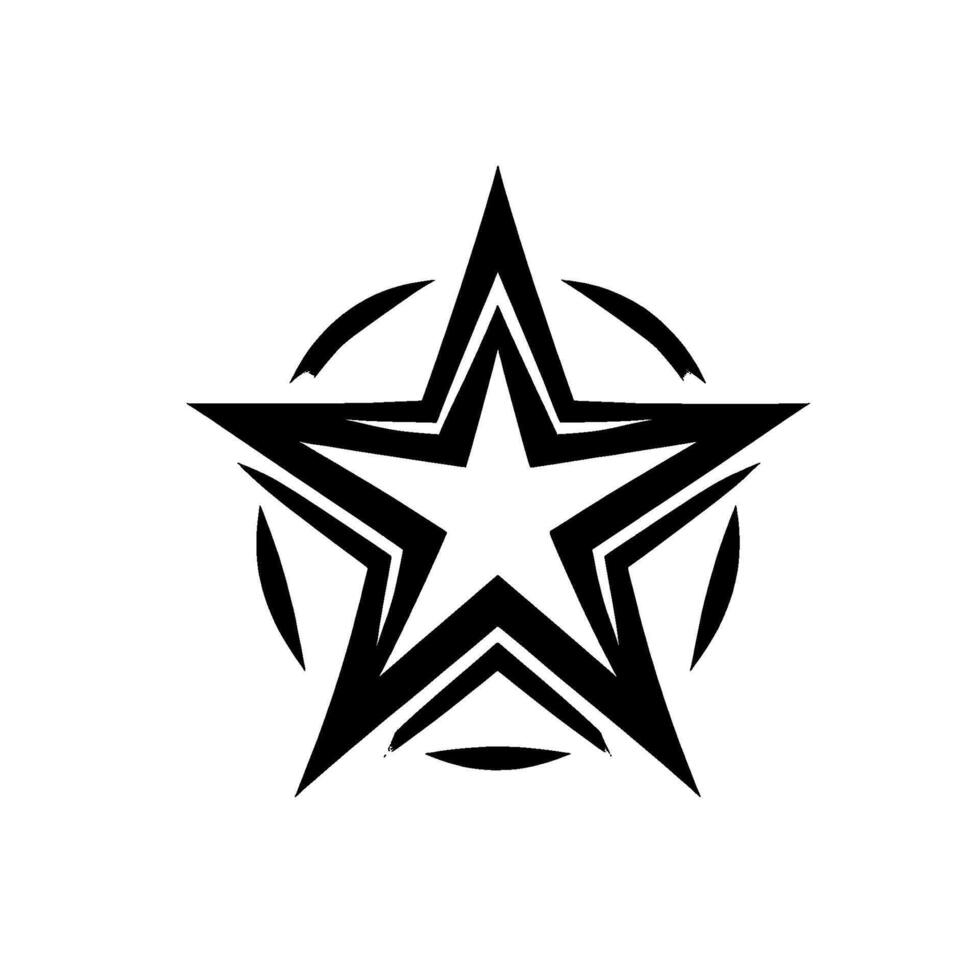 Bold Black Star Emblem, Pentagram within Circular Frame, on White Background. vector
