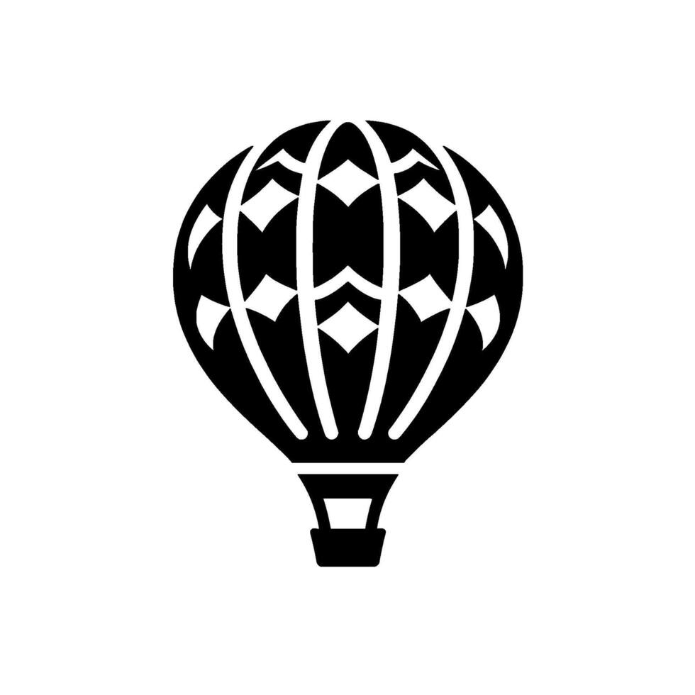 Silhouette of a Classic Hot Air Balloon, Featuring DiamondShaped Panels, Against a Pure White Background, Minimalist . vector