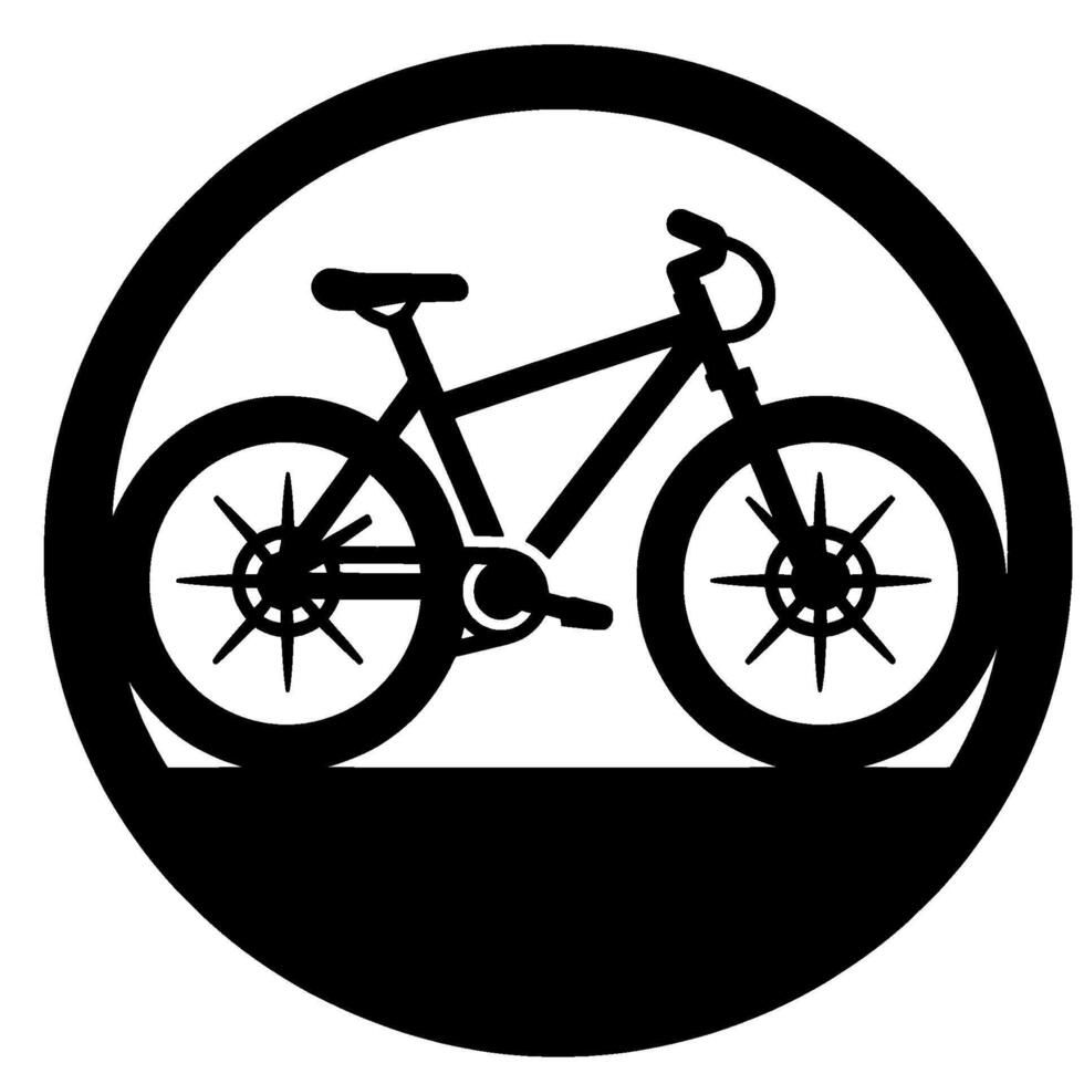 Minimalist Black and White Bicycle within a Circular Frame, Suitable for Logos and Branding. vector