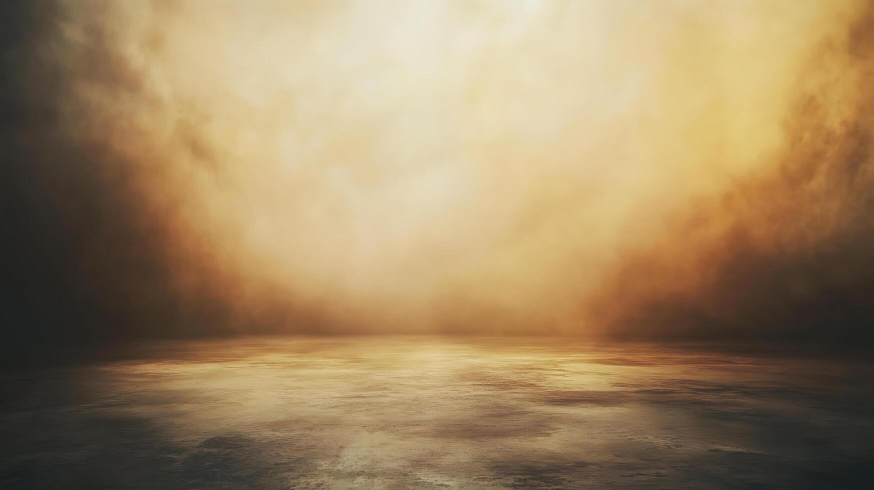 A large, empty room with a lot of dust and smoke photo