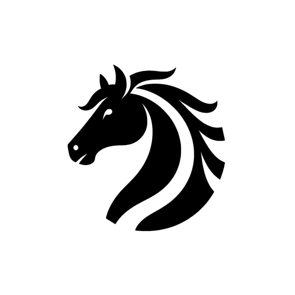 Elegant Black and White Illustration of a Horse Head, Featuring Flowing Mane and Striking Geometric Lines. vector