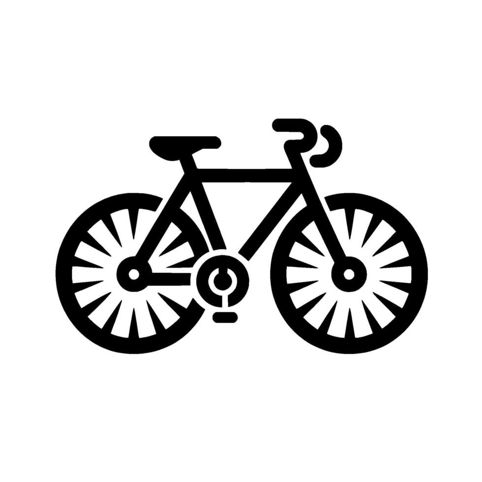 A minimalist, highcontrast image of a road bicycle, rendered in solid black against a neutral greyishwhite background, conveying simplicity. vector