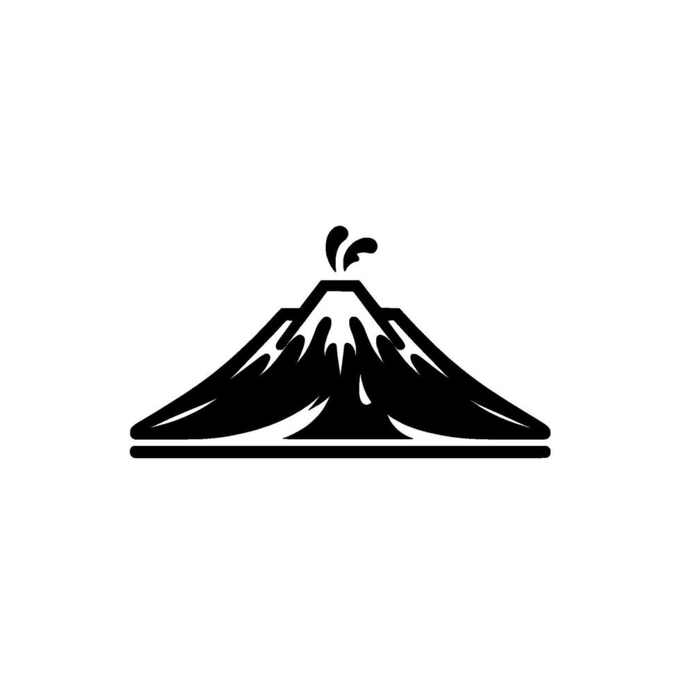 Simplified Black and White Volcano Depicting Eruption, Clean , Isolated on White Background. vector