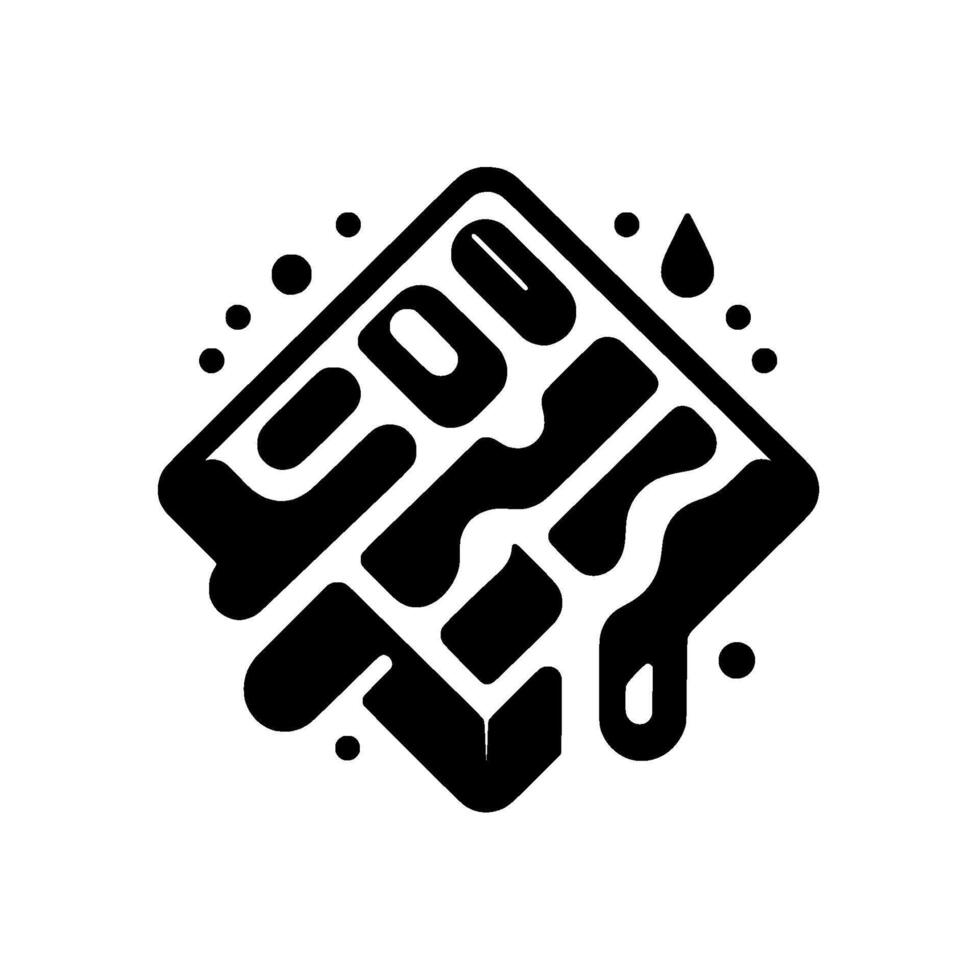 Stylized Black White of a Waffle with Dripping Syrup Scattered Dots Minimalist . vector