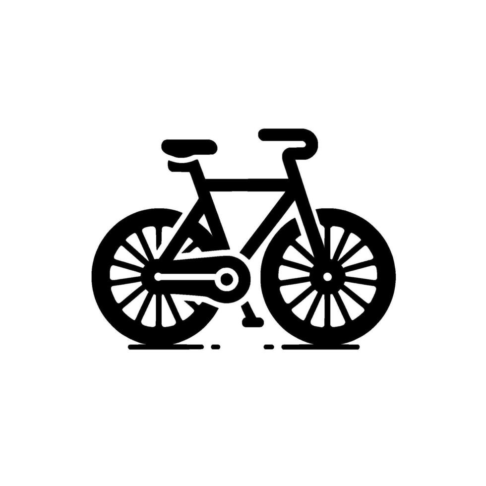 Simple, minimalist black bicycle isolated on white backdrop, showcasing a clean and iconic , representing cycling and outdoor recreation. vector