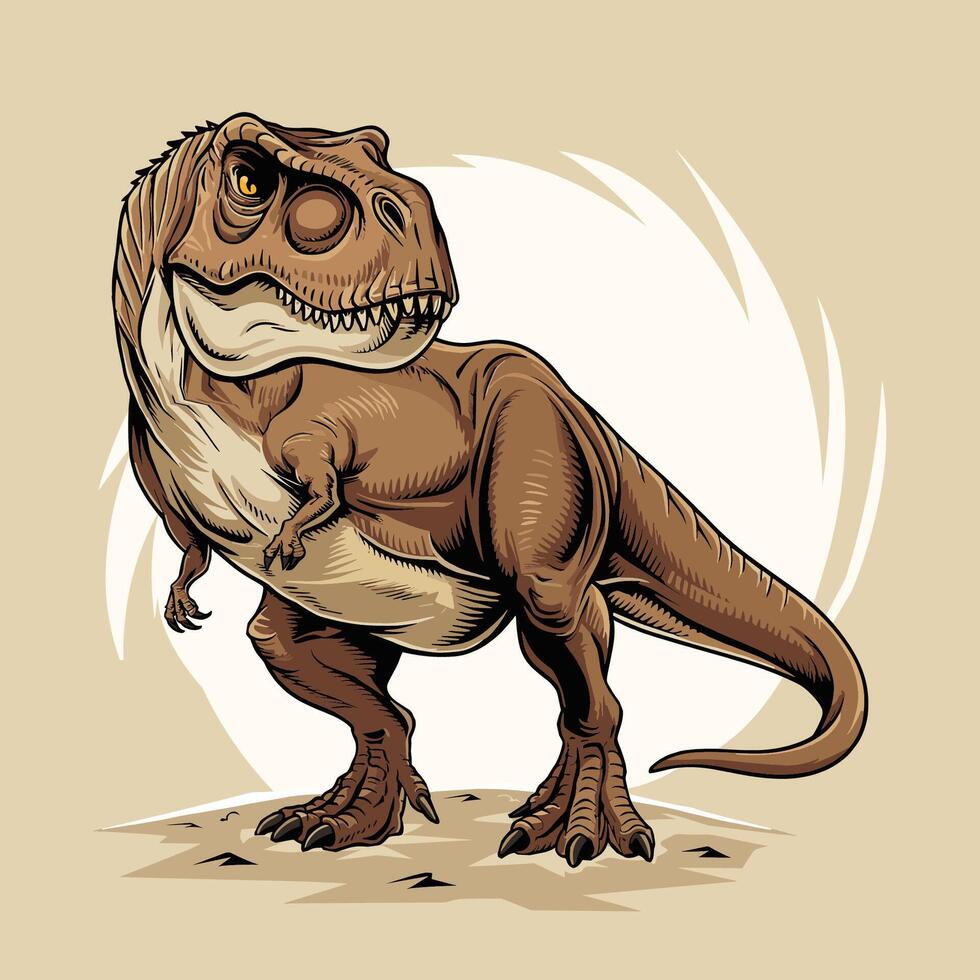 Brown T-Rex dinosaur illustration vector