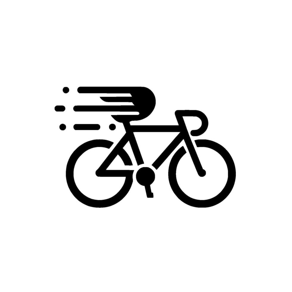 Dynamic Black Bicycle with Speed Lines Minimalist on White Backdrop, Representing Motion and Velocity vector