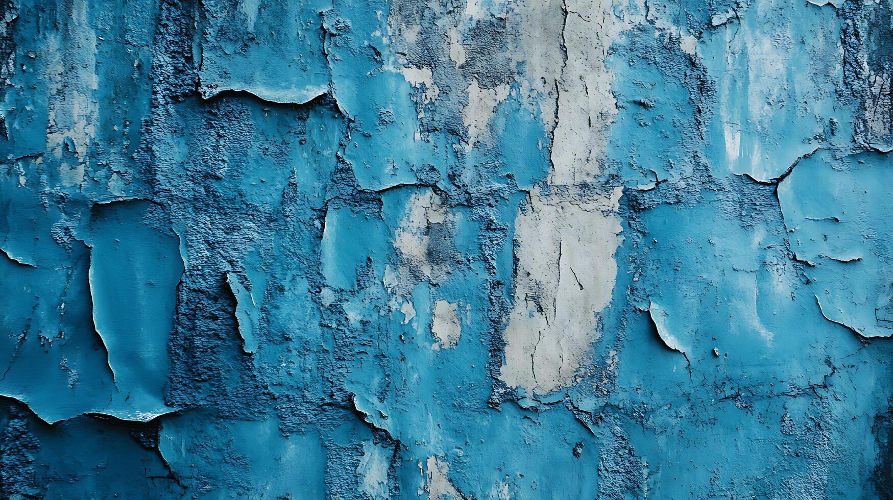 A blue wall with white spots and cracks photo