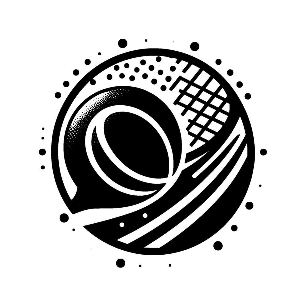Abstract Black and White Geometric with Ovoid Shape, Circular Border, Dotted Details, and Gridded Striped Textures. vector