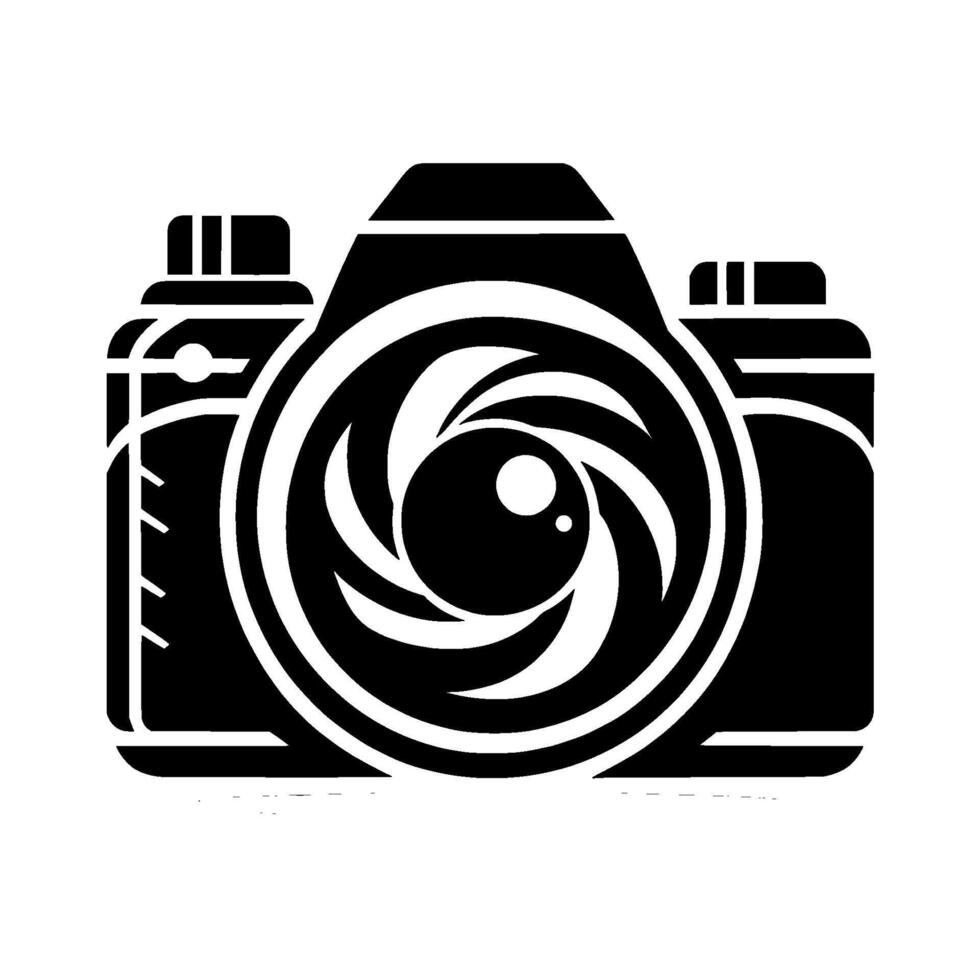 Stylized Black White Camera with Lens Flare and Shadow, Suitable for Photography and Related Concepts. vector