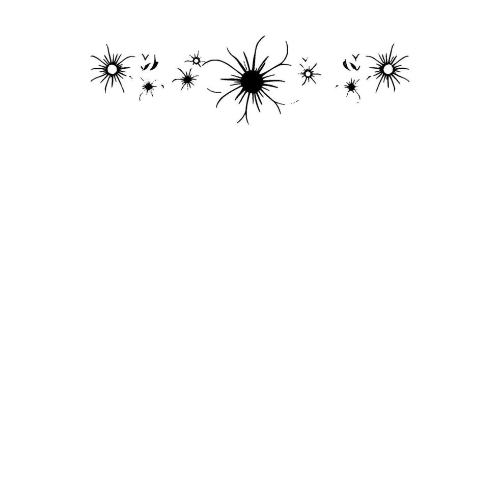 minimalist black and white floral arrangement with stylized flowers and delicate leaf accents, creating a symmetric border on a clean white backdrop. vector