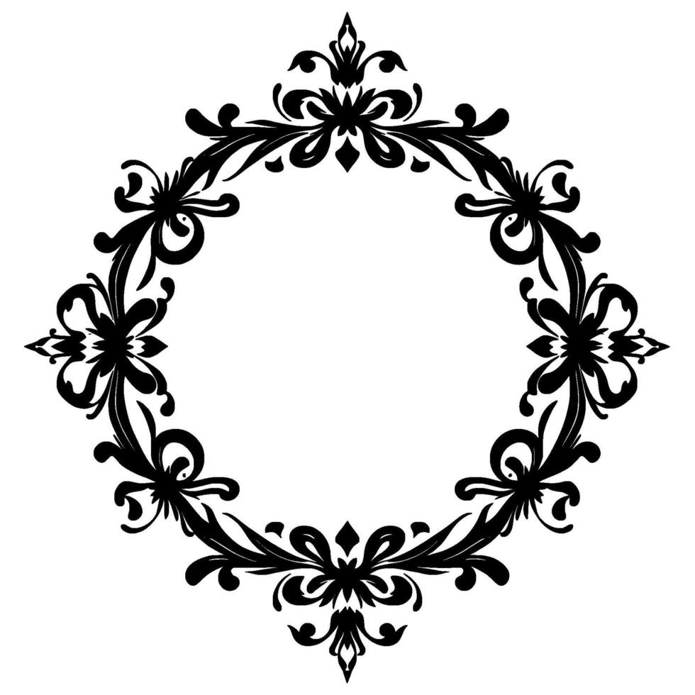 ornate black floral frame in a diamond shape on white, graphics, decorative border, elegant element. vector