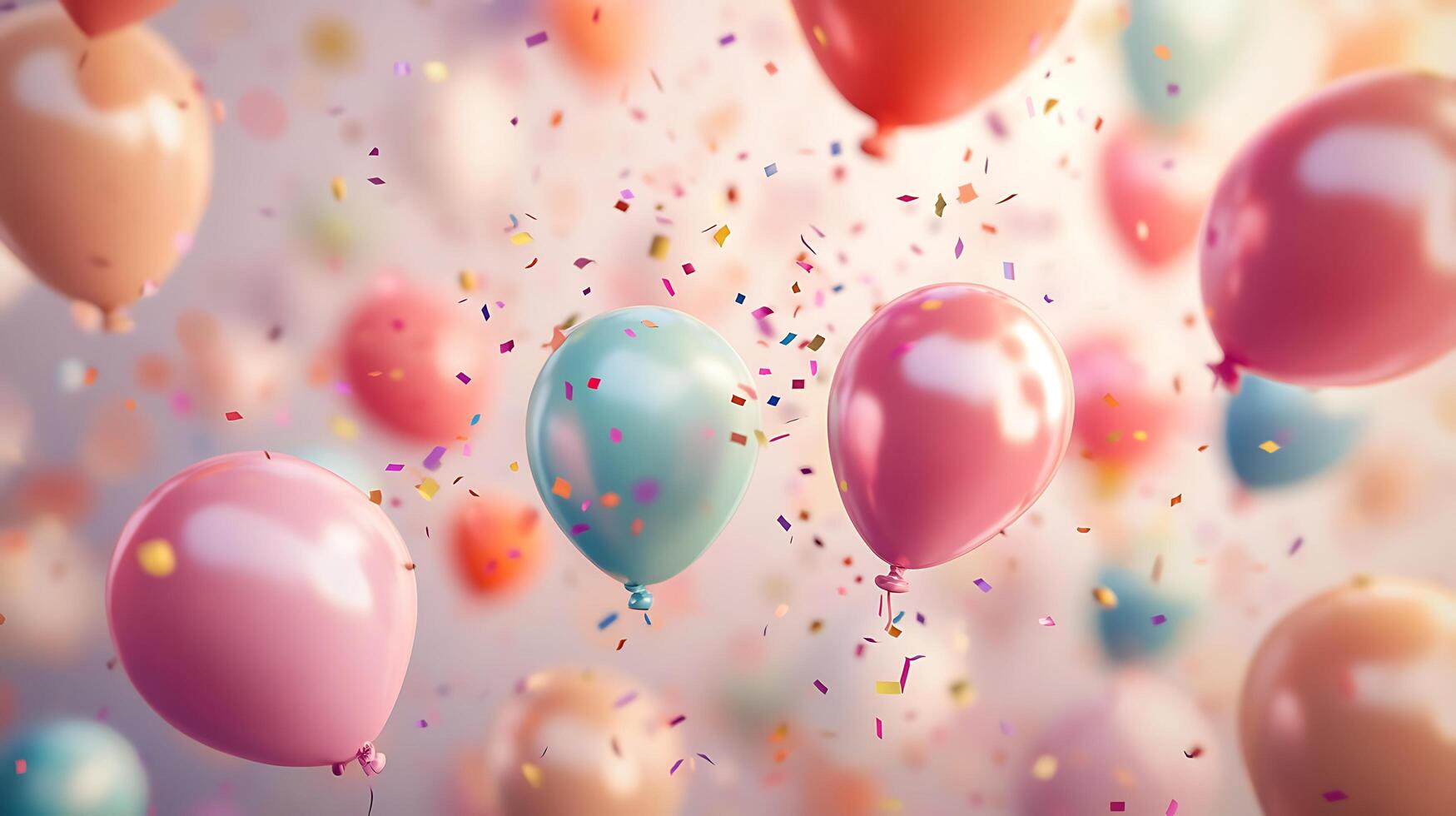 A burst of joy with colorful balloons and confetti creating a festive and celebratory atmosphere in a whimsical setting photo