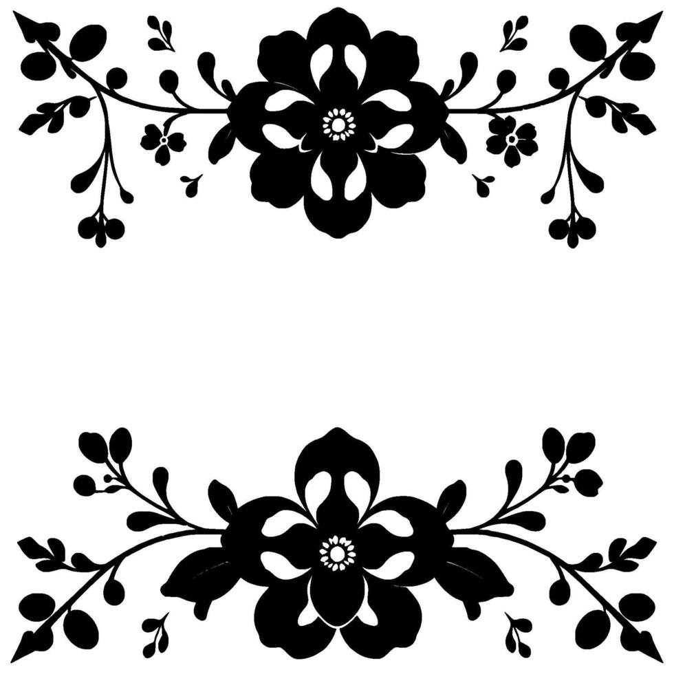 symmetrical black and white floral with large flowers, detailed leaves, berries, and subtle grays on petals, decorative pattern. vector