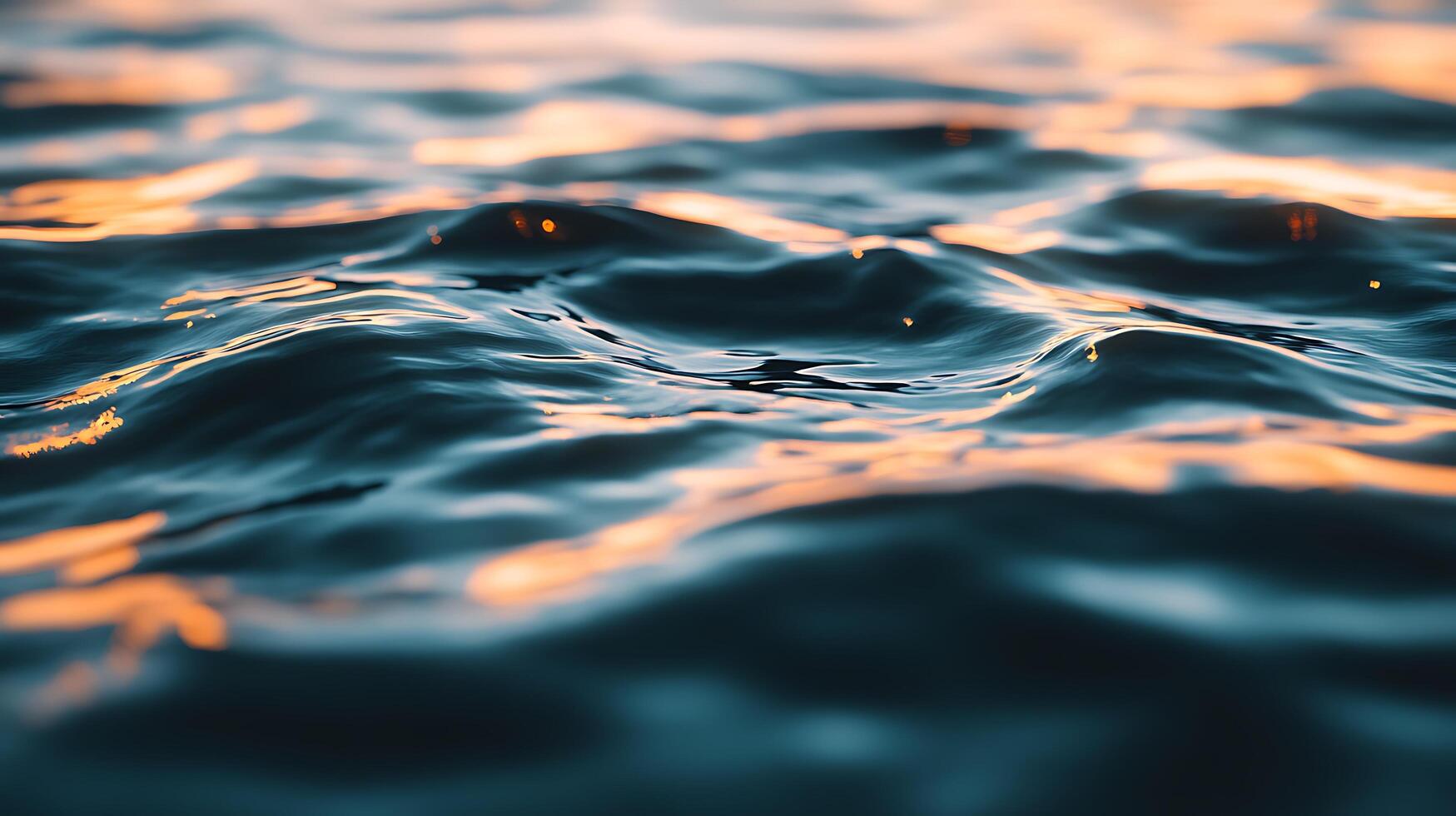 Serene Water Waves Glimmering at Sunset photo