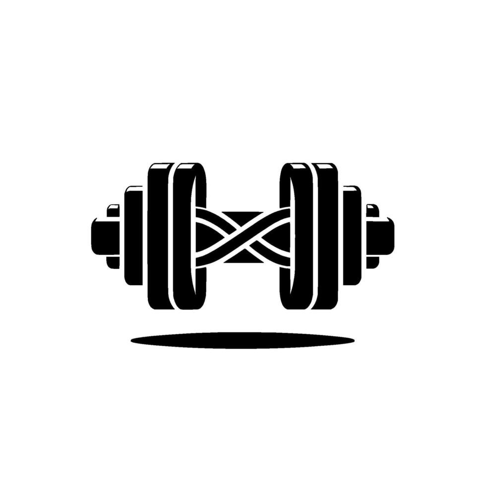 Bold Black Dumbbell with Shadow on a Light Grey Background, Perfect for Fitness and Gym Imagery. vector