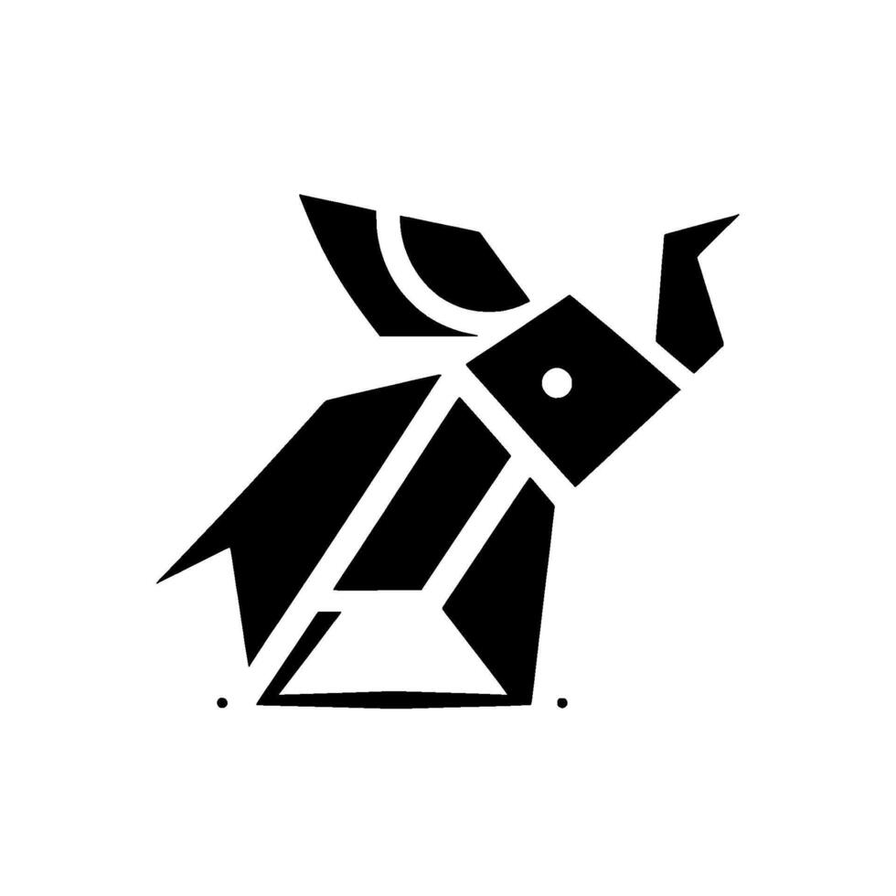 Modern Origami Elephant Silhouette A Geometric Black and White Illustration, Depicting a Playful, Simple . vector