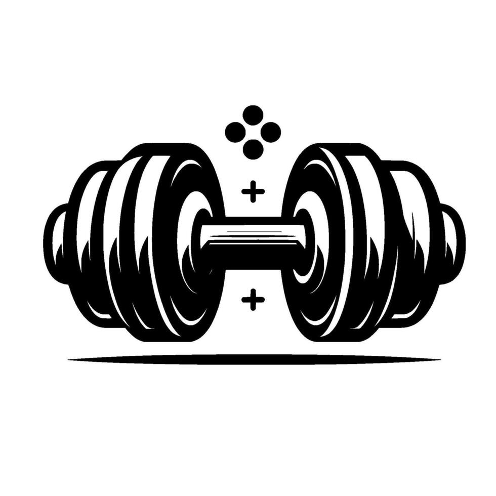 Bold, Dumbbell Illustration with Geometric Details, Fitness and Exercise for Training, Isolated on White vector