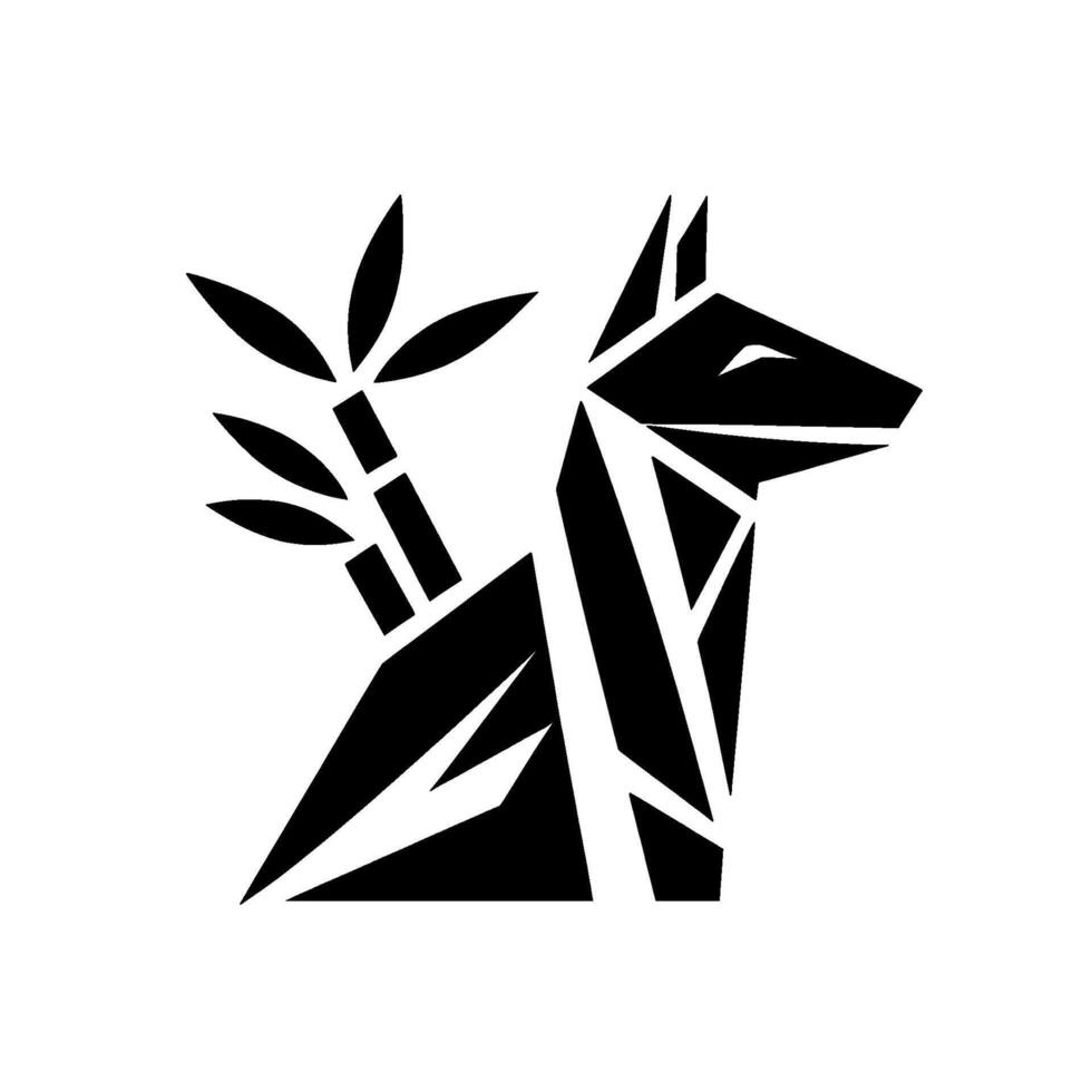 Geometric Anubis A minimalist black and white showcasing the profile of the Egyptian god Anubis with a stylized bamboo element. vector