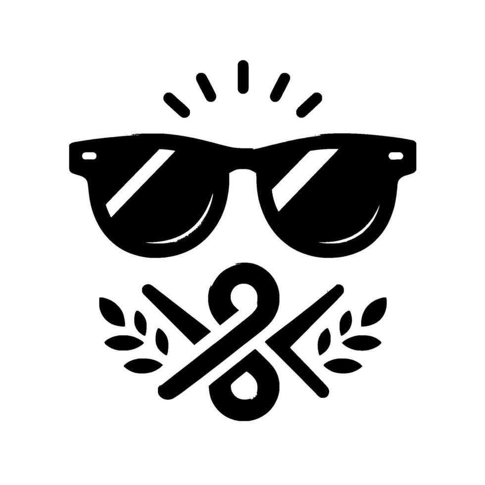 Cool Black White Barber Shop with Sunglasses, Scissors, and Laurel Wreath Elements, Radiating Style and Professionalism. vector