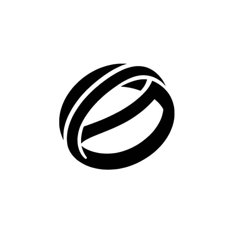 Modern, Minimalist Black and White D Elliptical with Intertwined Strips on Textured White Background. vector