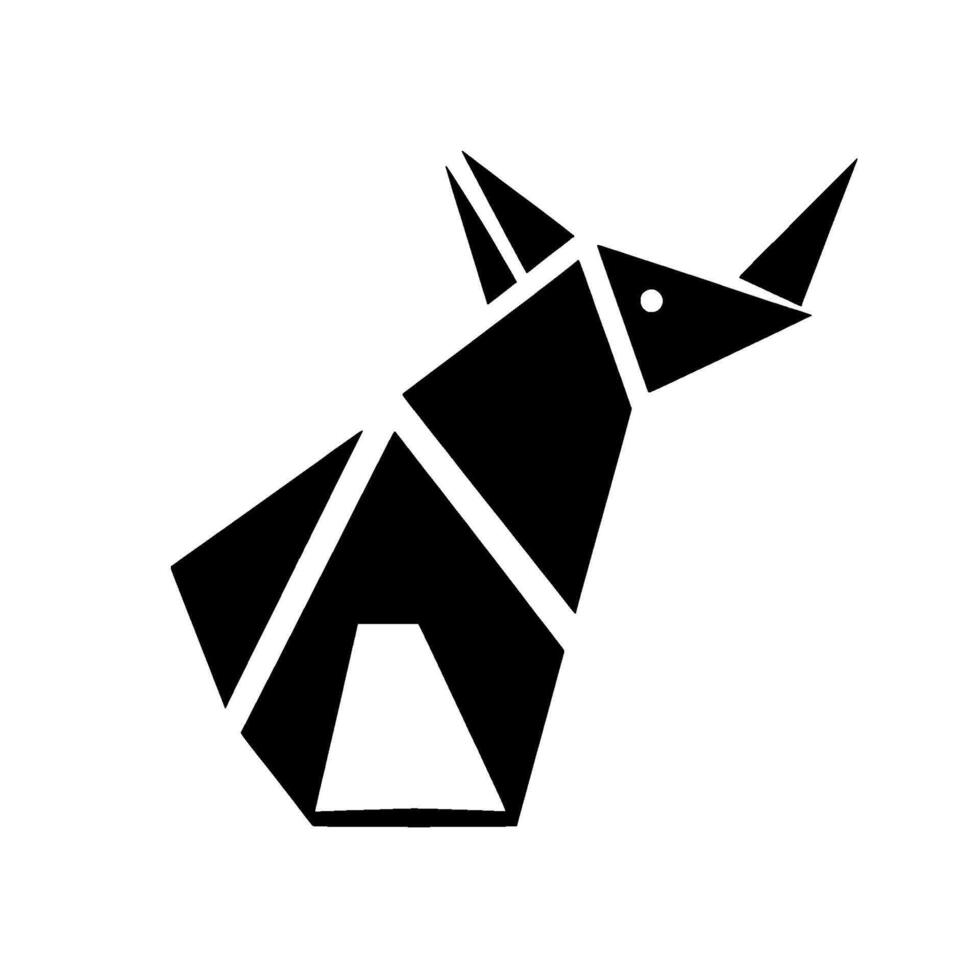 Geometric Black Rhino Illustration, Modern Minimalist Style, Isolated on White, Angular Shapes, Silhouette . vector