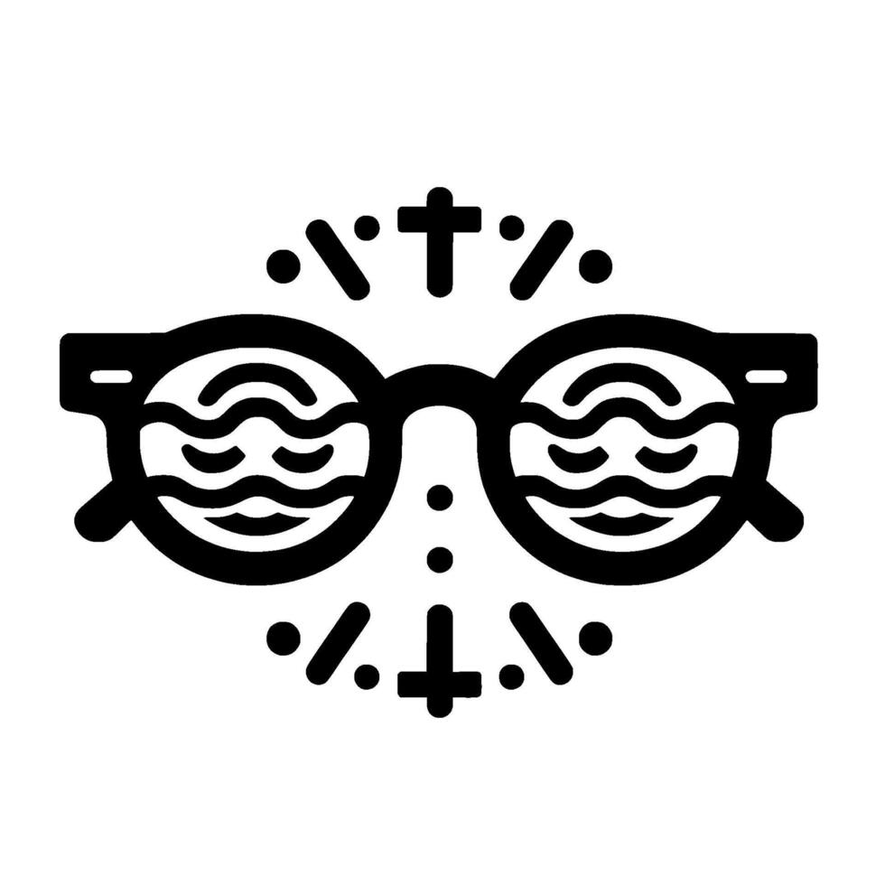 Illustration of Black Circular Sunglasses with Wavy Lines, Symbolized Abstract Pattern , White Background. vector