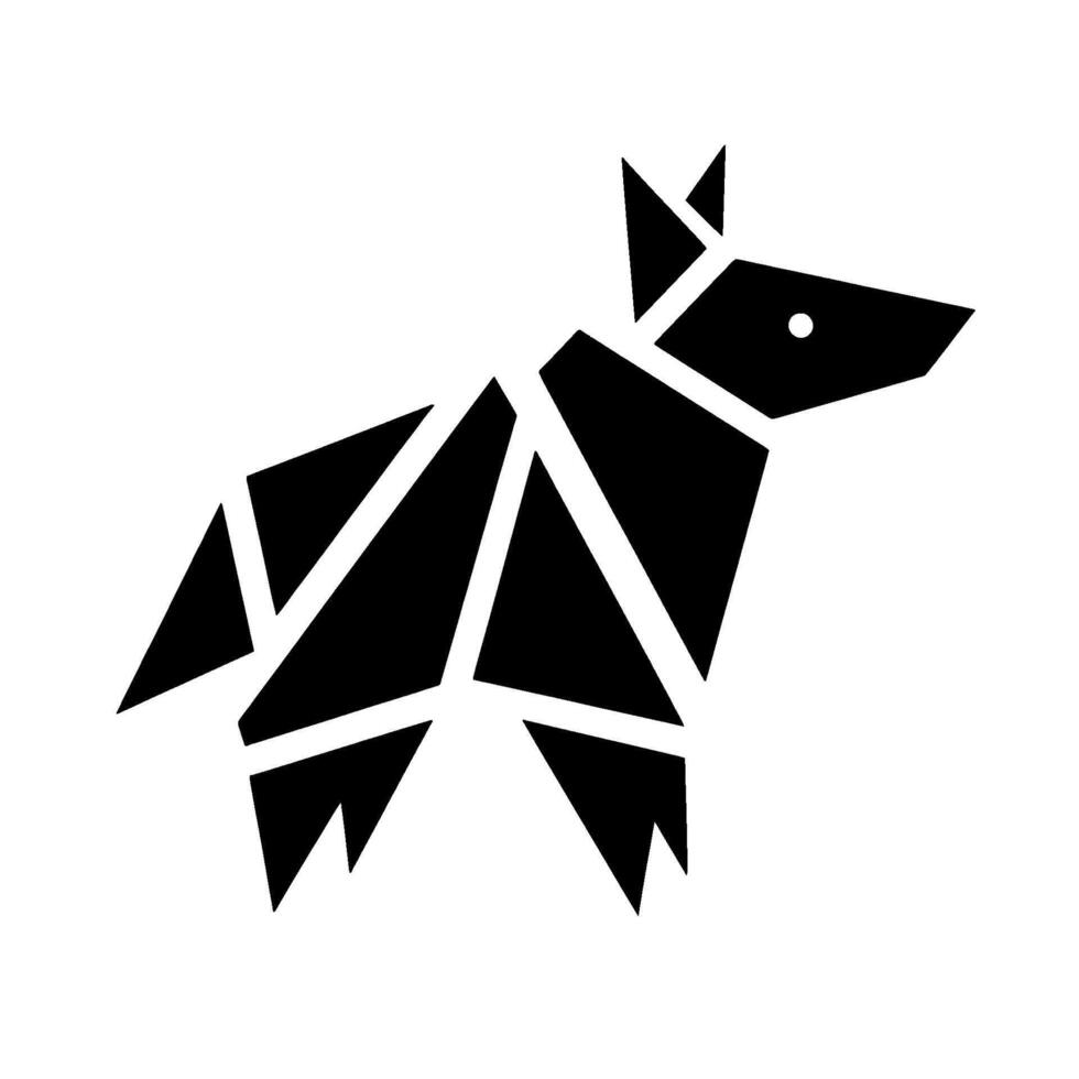 Geometric Black White Dog Silhouette, OrigamiInspired , Minimalist Illustration with Clean Lines and Shadow. vector