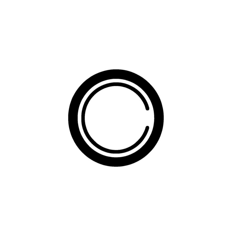Minimalist Composition Black concentric rings forming a C shape against a clean white backdrop, creating a modern, abstract visual. vector