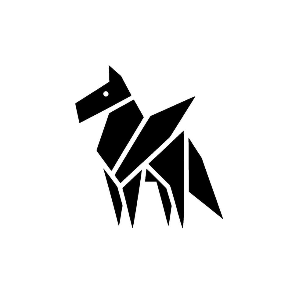 Geometric Black Dog Silhouette Minimalist OrigamiStyle on White Background, Side Profile, Clean Lines, Modern Aesthetic. vector