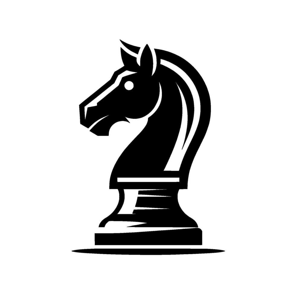 Sleek, Minimalist Black and White Chess Knight Piece Isolated on White, Heraldic , Strategic Symbol. vector