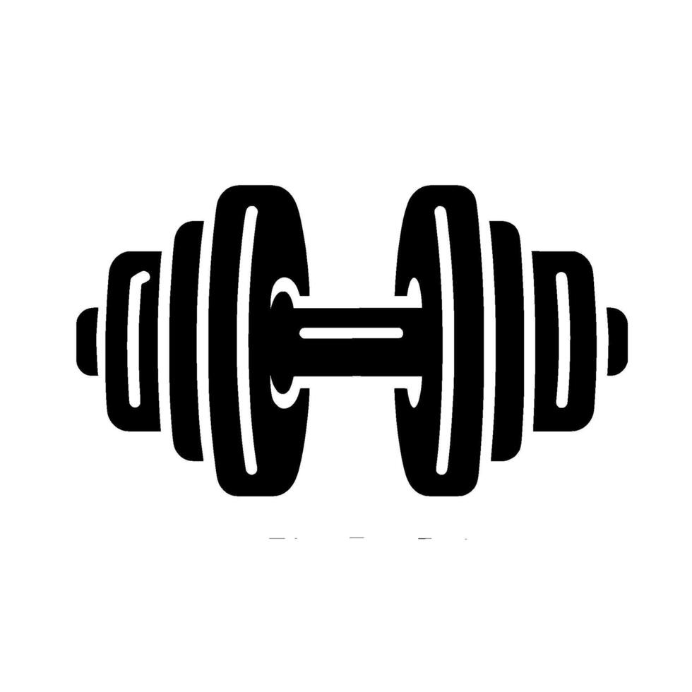 Minimalist Black Dumbbell on a White Background, Demonstrating Fitness and Weightlifting Symbolism, Shadow Detail. vector