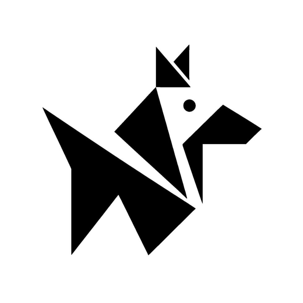 Abstract Geometric Black and White Dog , Modern with Triangular and Angular Shapes, Isolated on White. vector