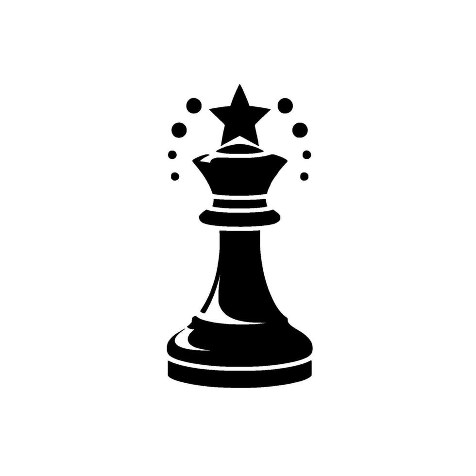 The Stellar Chess King, a Black Silhouette with a Star Crown and Bubbles on a White Background. vector