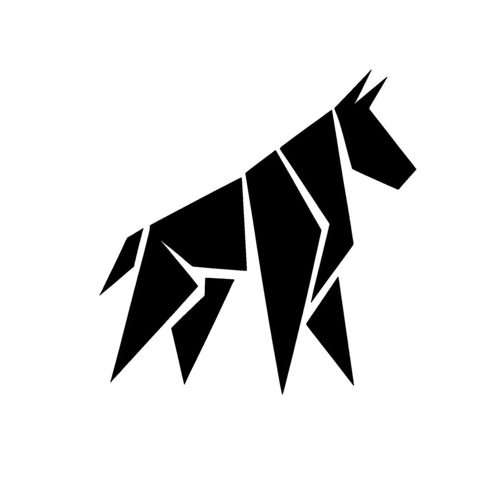 Minimalist Geometric Illustration of a Black Origami Dog on a White Background, Representing Modernity and Simplicity. vector