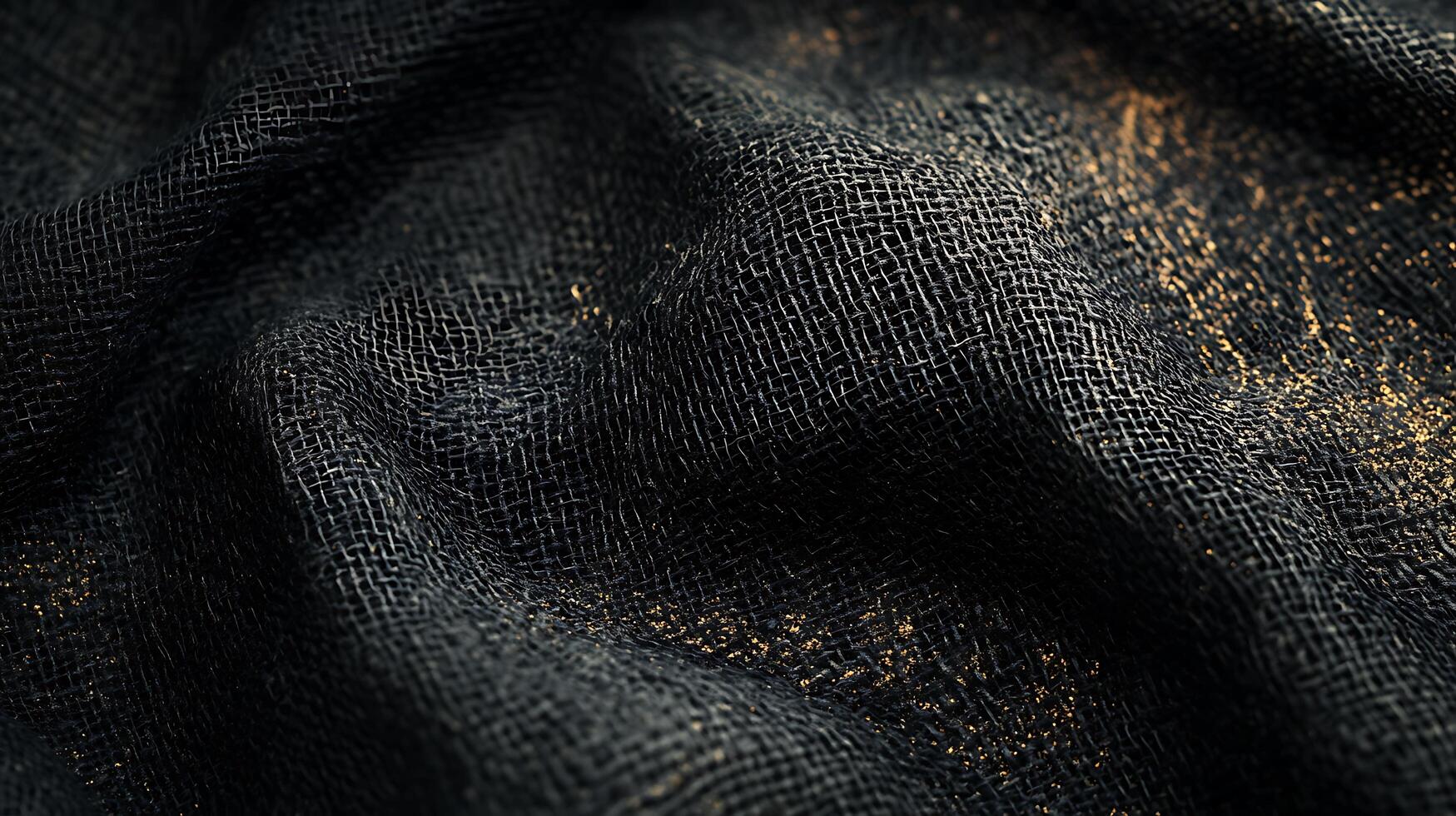 A close up of a black fabric with a goldish hue photo