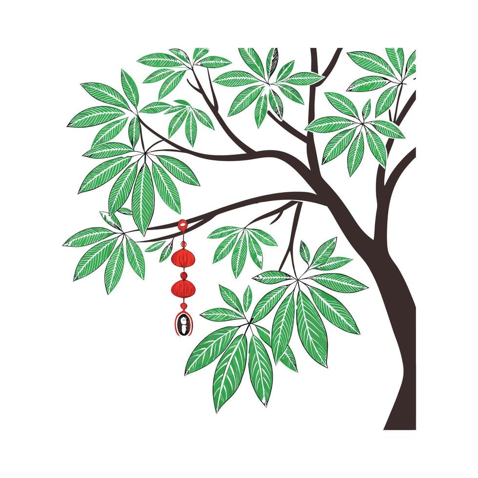 Charming Chinese Money Tree Illustration vector